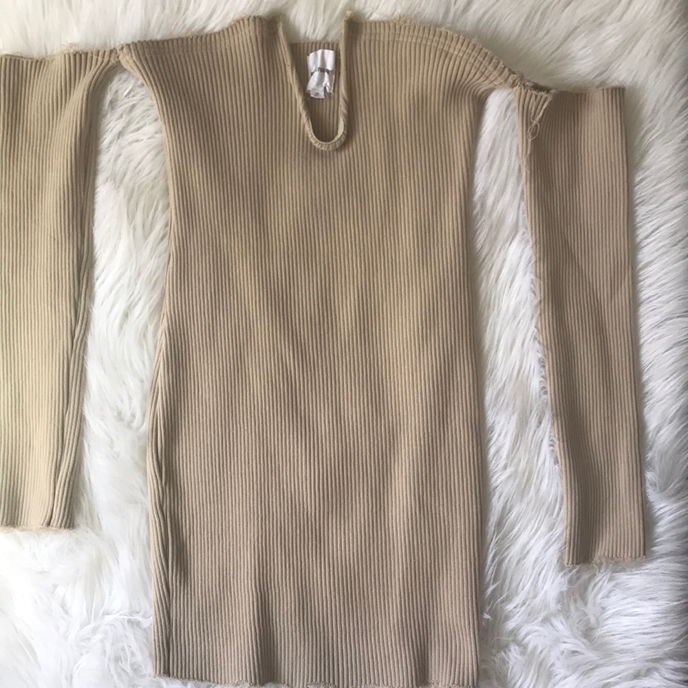Plus size tan bare shoulder dress